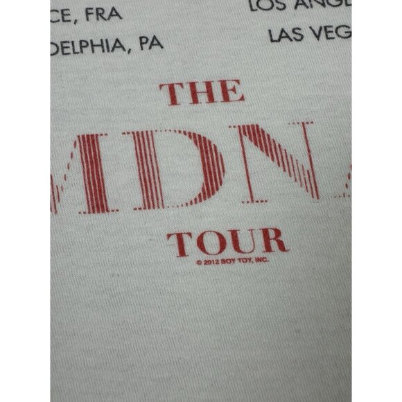 Vintage Y2K Madonna MDNA Tour 2012 White Pop Music Concert Faded White XL Rare - Picture 10 of 16
